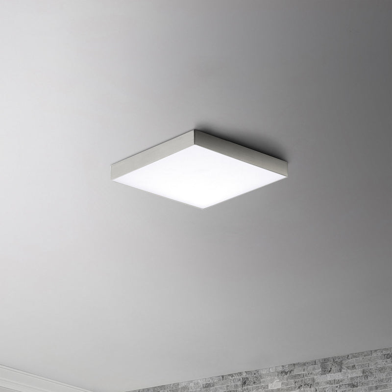 Trim 6.25" Square LED Flush Mount in Satin Nickel