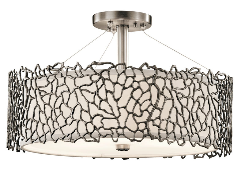 Silver Coral 3-Light Convertible Pendant in Classic Pewter