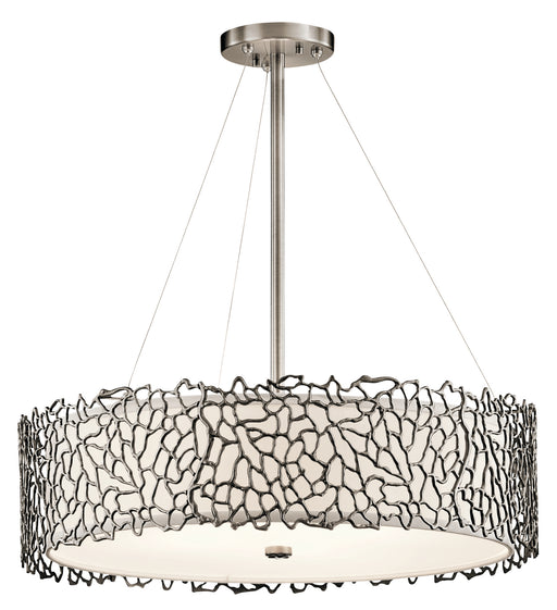 Silver Coral Chandelier/Pendant 4-Light in Classic Pewter