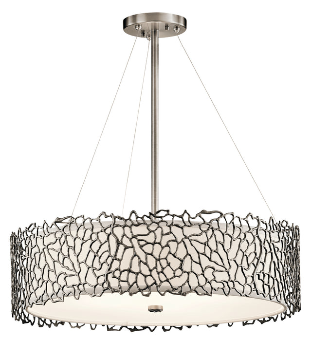 Silver Coral Chandelier/Pendant 4-Light in Classic Pewter