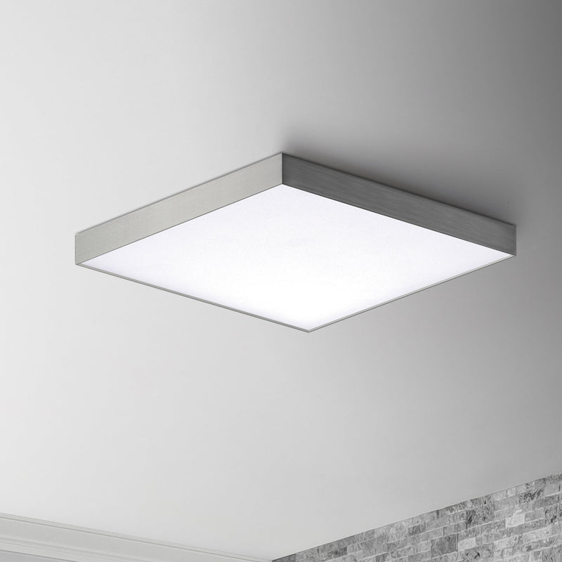 Trim 15" Square LED Flush Mount in Satin Nickel