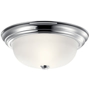 2-Light 13" Flush Mount with Satin Etched Glass in Chrome