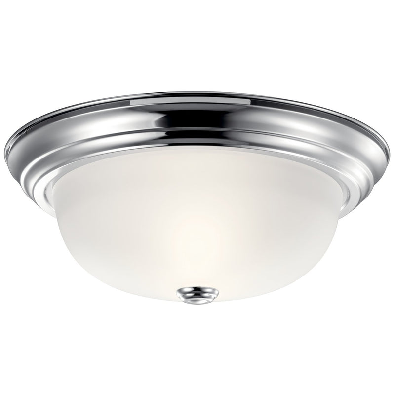 2-Light 13" Flush Mount with Satin Etched Glass in Chrome
