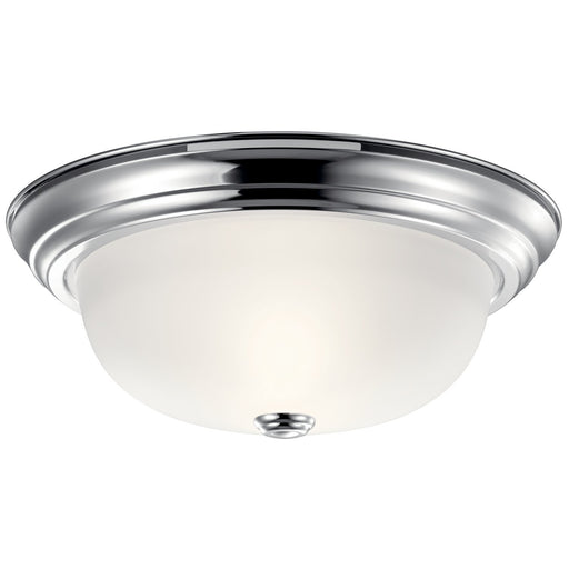 2-Light 13" Flush Mount with Satin Etched Glass in Chrome
