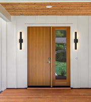 Edge 2 Light 4.5" Outdoor Wall Light, 20.5" Tall in Black in a room setting