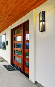 Eclipse 2 Light 8" Outdoor Wall Light in Black in a room setting