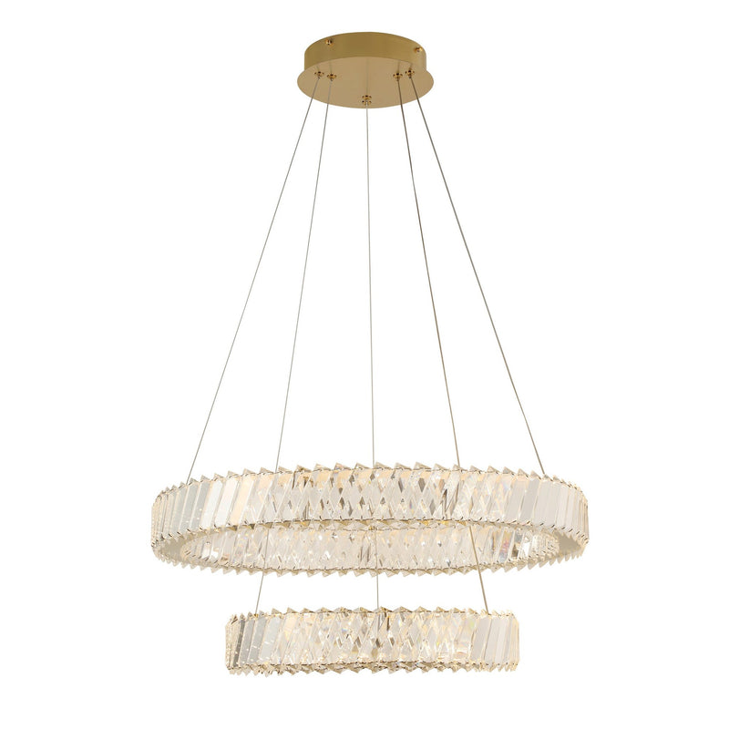 Golden Ratio 2-Light 23.6" Two-Tier Pendant in Satin Gold