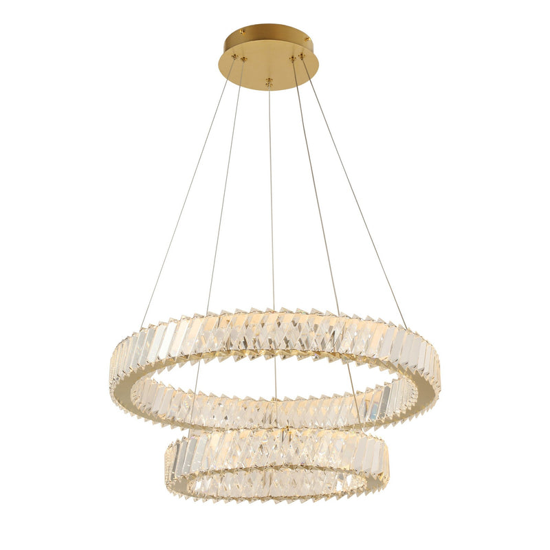 Golden Ratio 2-Light 23.6" Two-Tier Pendant in Satin Gold