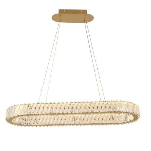 Golden Ratio 33.4" Oval LED Pendant in Satin Gold