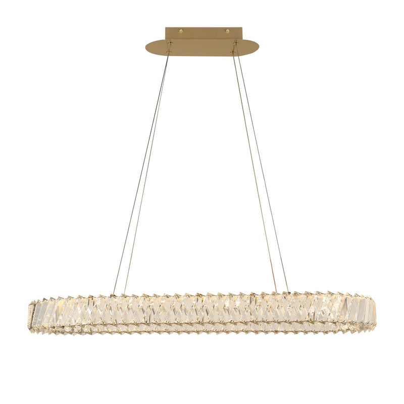 Golden Ratio 33.4" Oval LED Pendant in Satin Gold