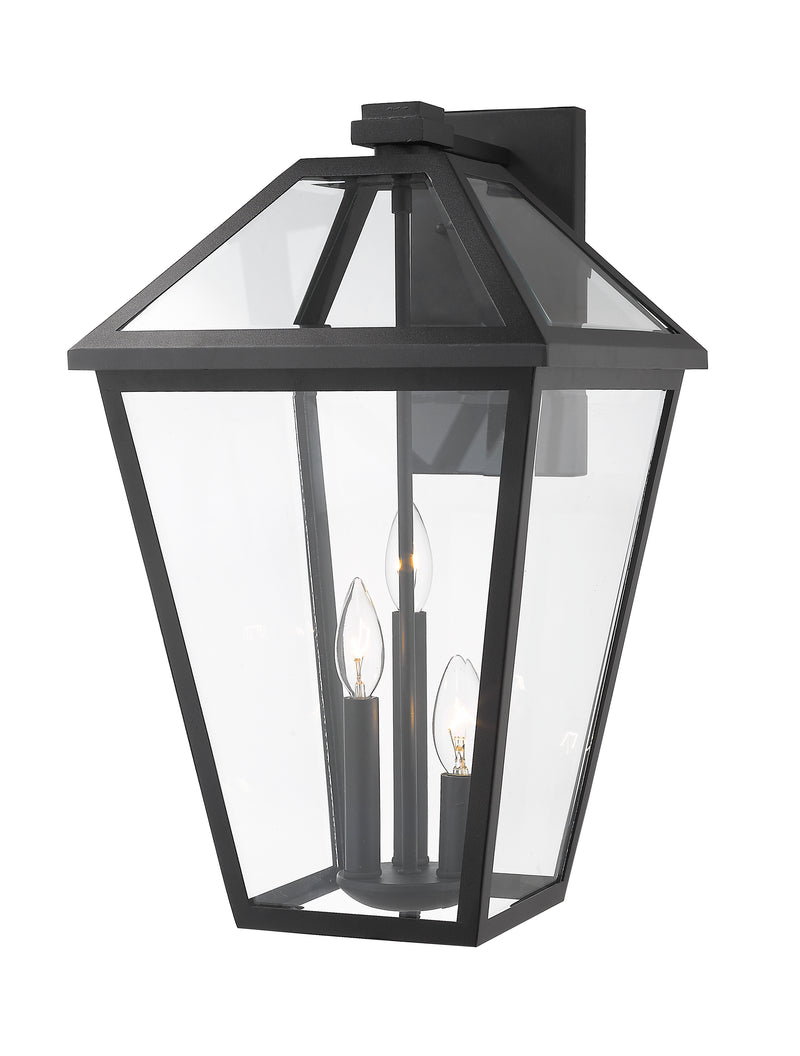 Talbot 3 Light 10" Outdoor Wall Light in Black