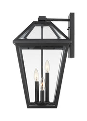 Talbot 3 Light 10" Outdoor Wall Light in Black