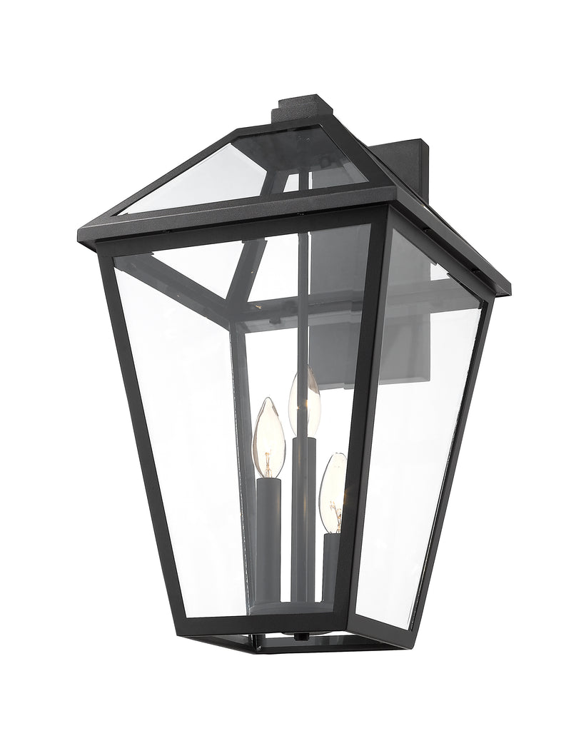 Talbot 3 Light 10" Outdoor Wall Light in Black