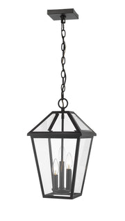Talbot 3 Light 10" Outdoor Chain Mount Ceiling Fixture in Black