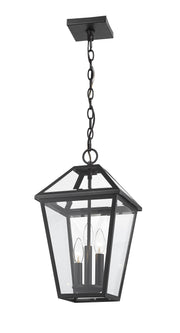 Talbot 3 Light 10" Outdoor Chain Mount Ceiling Fixture in Black