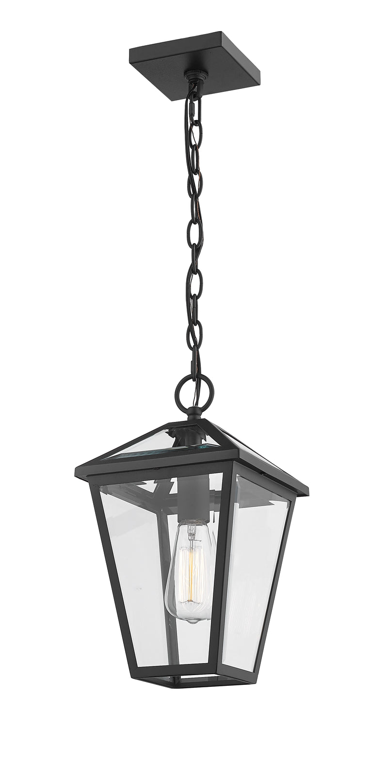 Talbot 1 Light 8.25" Outdoor Chain Mount Ceiling Fixture in Black