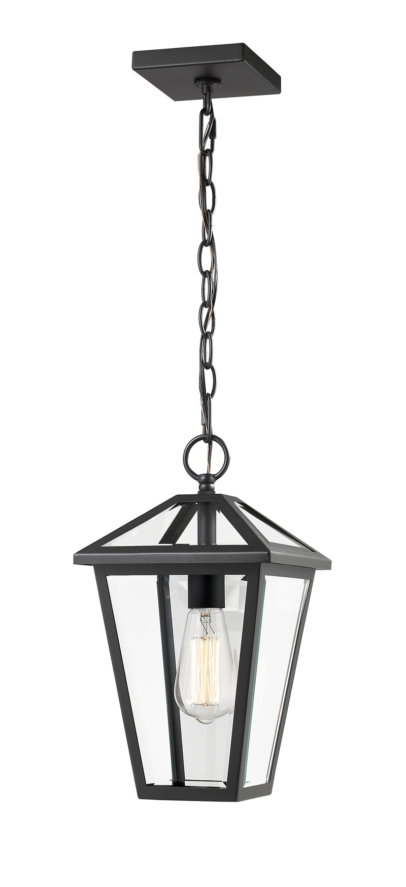 Talbot 1 Light 8.25" Outdoor Chain Mount Ceiling Fixture in Black