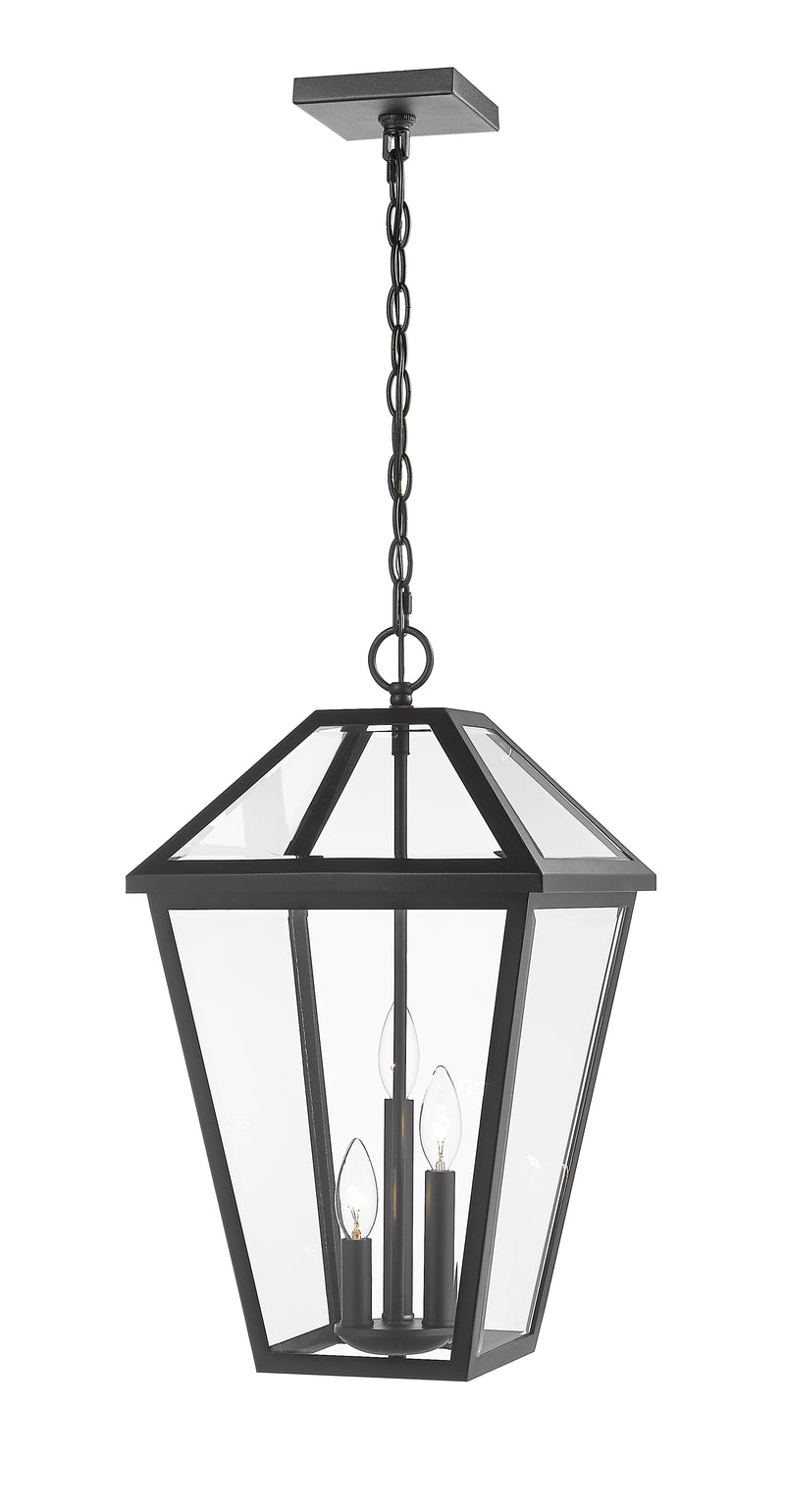 Talbot 3 Light 12.25" Outdoor Chain Mount Ceiling Fixture in Black