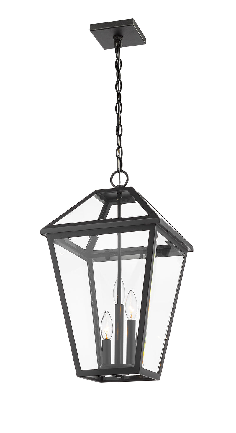 Talbot 3 Light 12.25" Outdoor Chain Mount Ceiling Fixture in Black