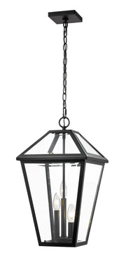 Talbot 3 Light 12.25" Outdoor Chain Mount Ceiling Fixture in Black