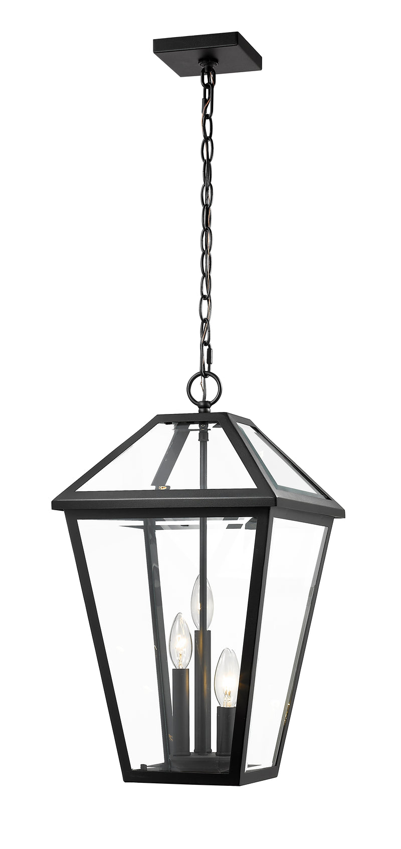 Talbot 3 Light 12.25" Outdoor Chain Mount Ceiling Fixture in Black