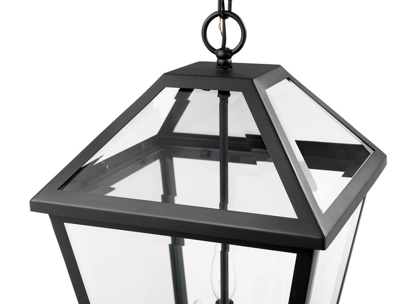 Talbot 3 Light 12.25" Outdoor Chain Mount Ceiling Fixture in Black