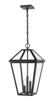 Talbot 3 Light 12.25" Outdoor Chain Mount Ceiling Fixture in Black