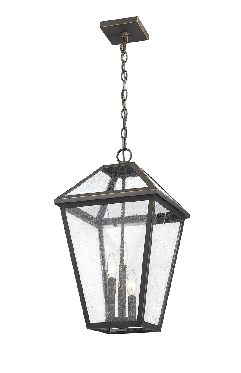Talbot 3 Light 12.25" Outdoor Chain Mount Ceiling Fixture in Oil Rubbed Bronze