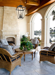 Talbot 4 Light 19.5" Outdoor Chain Mount Ceiling Fixture in Oil Rubbed Bronze in a room setting
