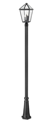Talbot Outdoor Post Mount Fixture in Black, 96" Post, 10" Decorative Base