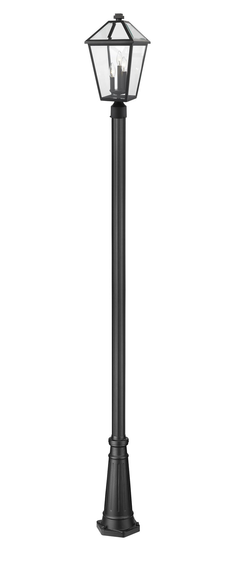 Talbot Outdoor Post Mount Fixture in Black, 96" Post, 10" Decorative Base