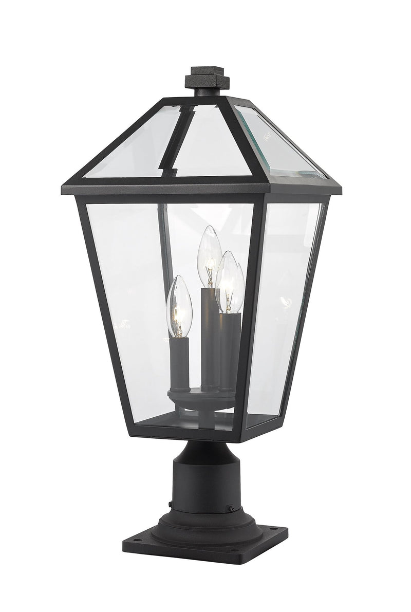 Talbot Outdoor Post Mount Fixture in Black, Pier Mount, 6" Base