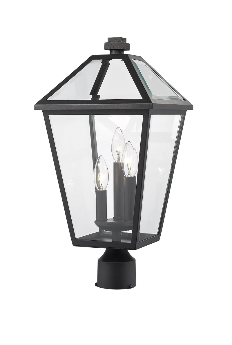 Talbot Outdoor Post Mount Fixture in Black, Post Top Only, Round Fitter