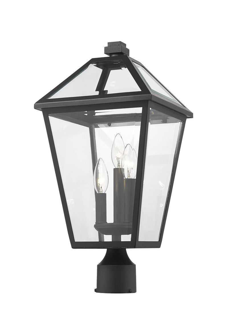 Talbot Outdoor Post Mount Fixture in Black, Post Top Only, Round Fitter
