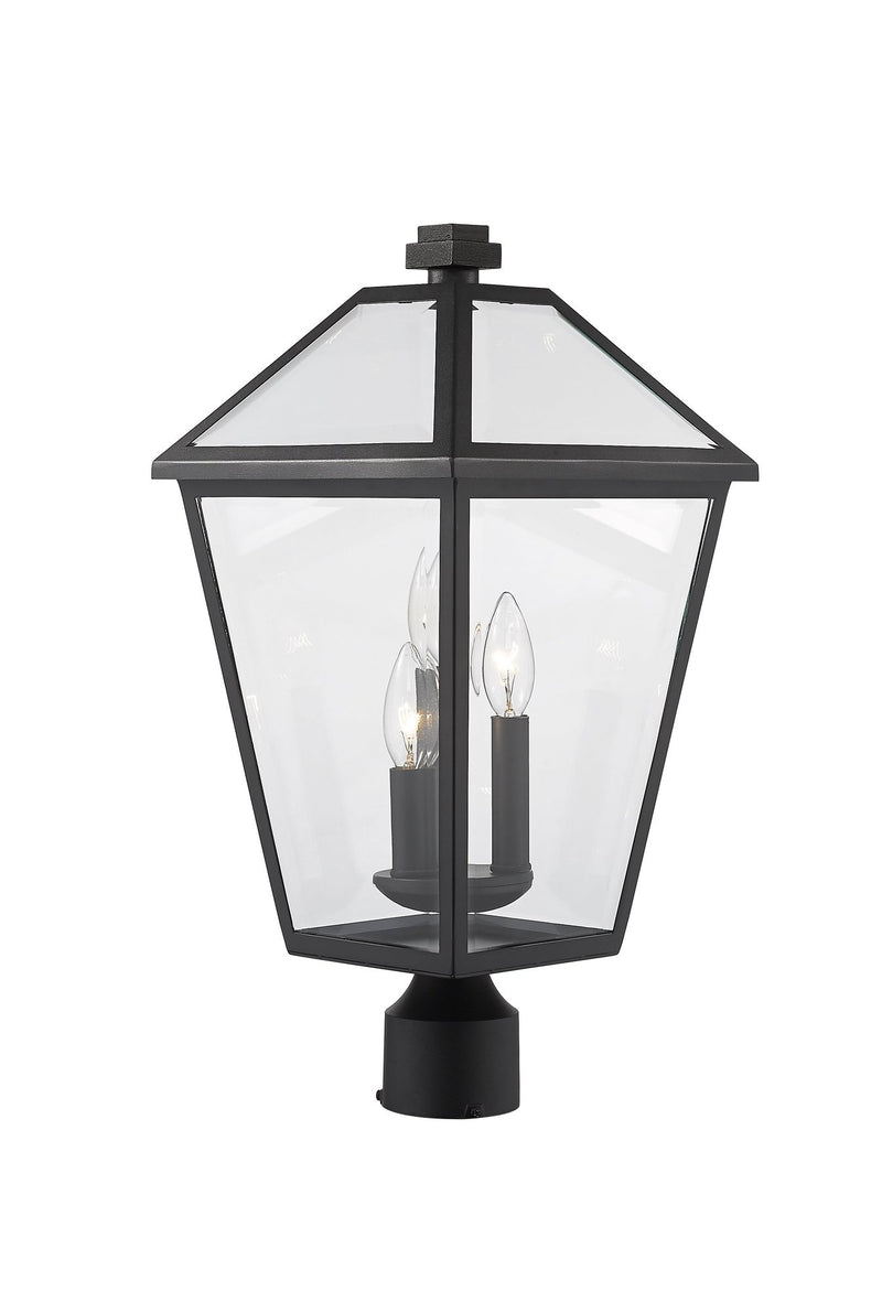 Talbot Outdoor Post Mount Fixture in Black, Post Top Only, Round Fitter