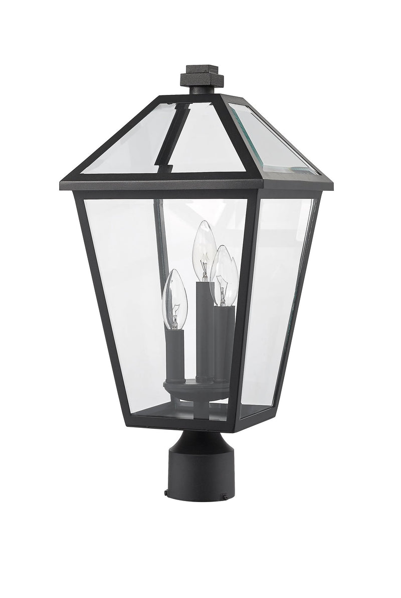 Talbot Outdoor Post Mount Fixture in Black, Post Top Only, Round Fitter