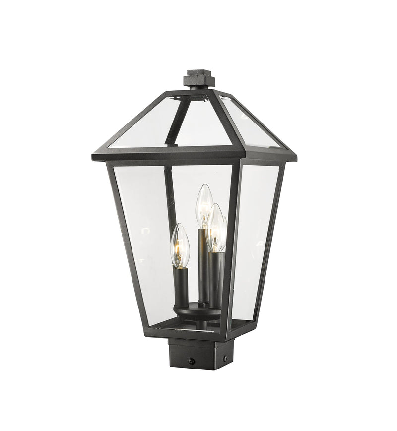 Talbot Outdoor Post Mount Fixture in Black, Post Top Only, Square Fitter
