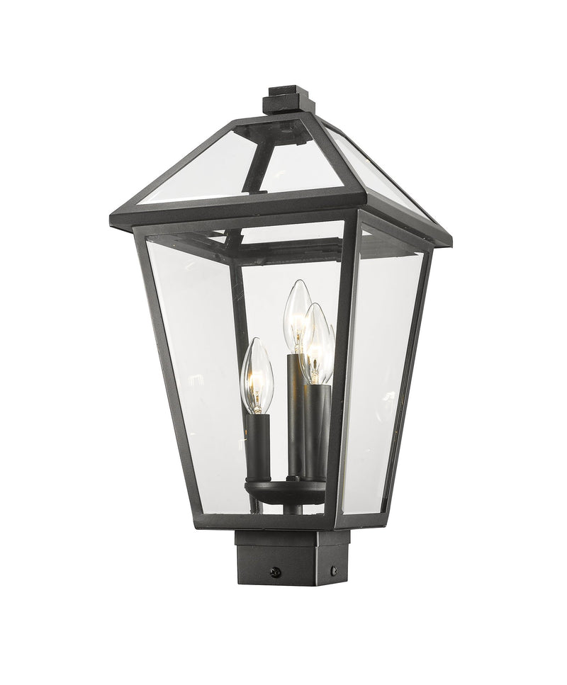Talbot Outdoor Post Mount Fixture in Black, Post Top Only, Square Fitter