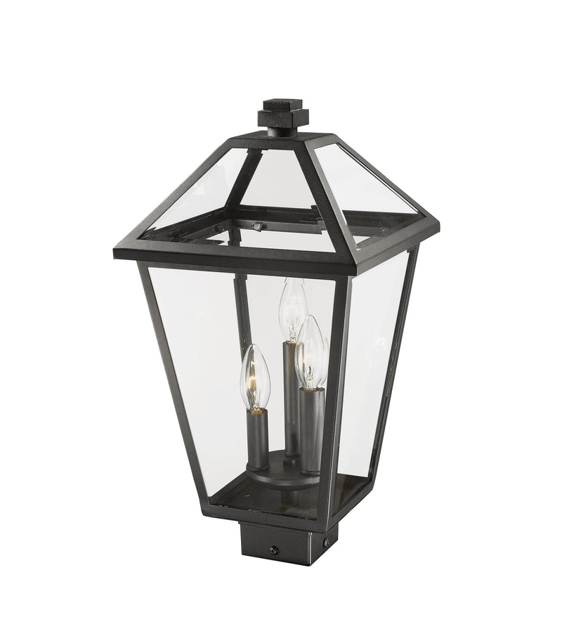 Talbot Outdoor Post Mount Fixture in Black, Post Top Only, Square Fitter