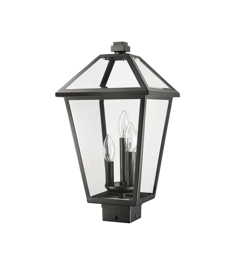 Talbot Outdoor Post Mount Fixture in Black, Post Top Only, Square Fitter