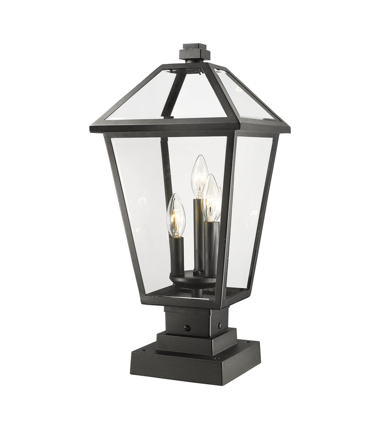 Talbot Outdoor Post Mount Fixture in Black, Square Pier Mount