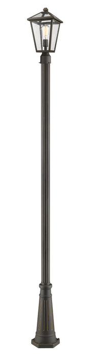 Talbot 1 Light Outdoor Post Mount Fixture in Oil Rubbed Bronze, 96" Cast Post, 10" Base