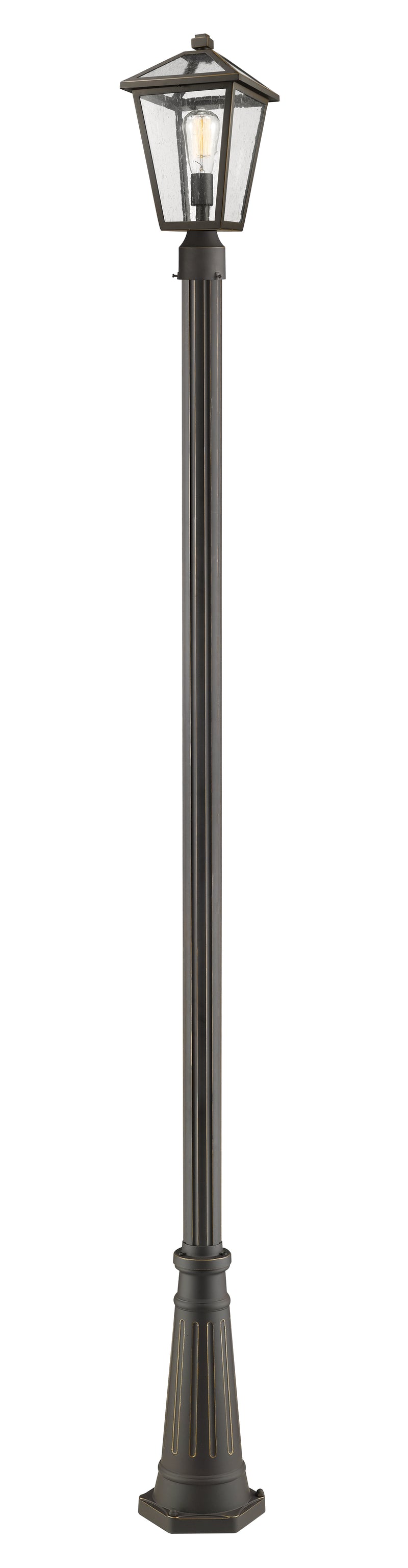 Talbot 1 Light Outdoor Post Mount Fixture in Oil Rubbed Bronze, 96" Cast Post, 10" Base