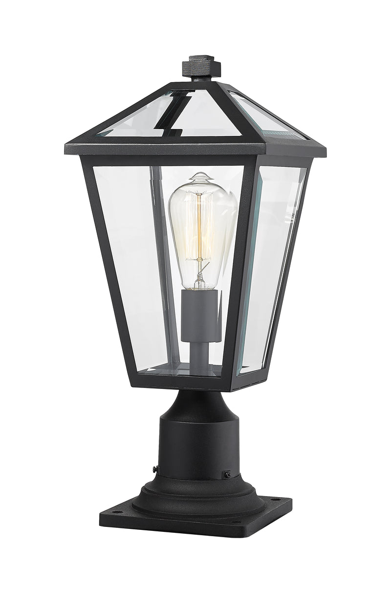 Talbot 1 Light Outdoor Post Mount Fixture in Black, Pier Mount, 6" Base