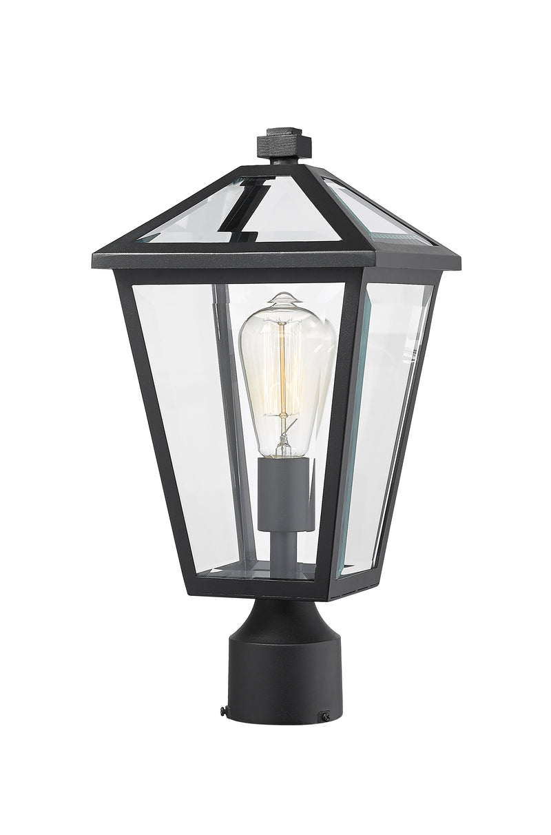 Talbot 1 Light Outdoor Post Mount Fixture in Black, Post Top Only, Round Fitter