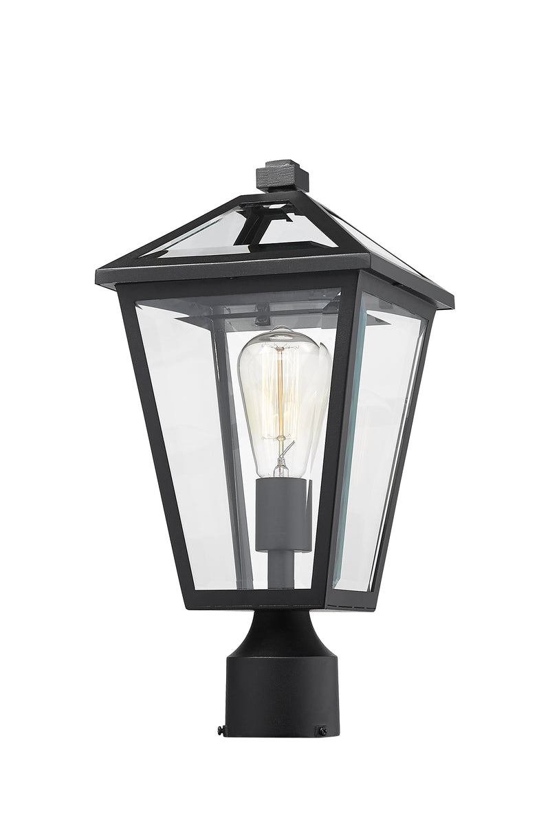 Talbot 1 Light Outdoor Post Mount Fixture in Black, Post Top Only, Round Fitter