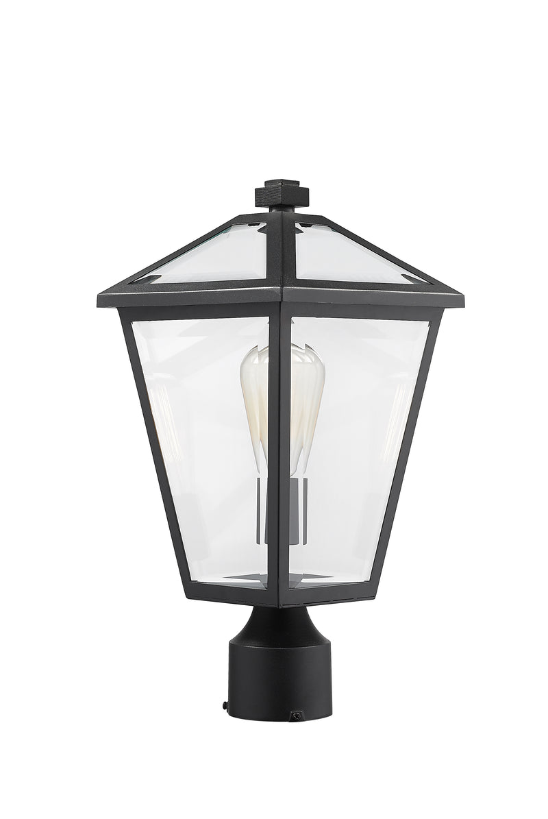 Talbot 1 Light Outdoor Post Mount Fixture in Black, Post Top Only, Round Fitter