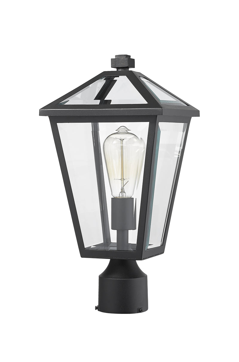 Talbot 1 Light Outdoor Post Mount Fixture in Black, Post Top Only, Round Fitter