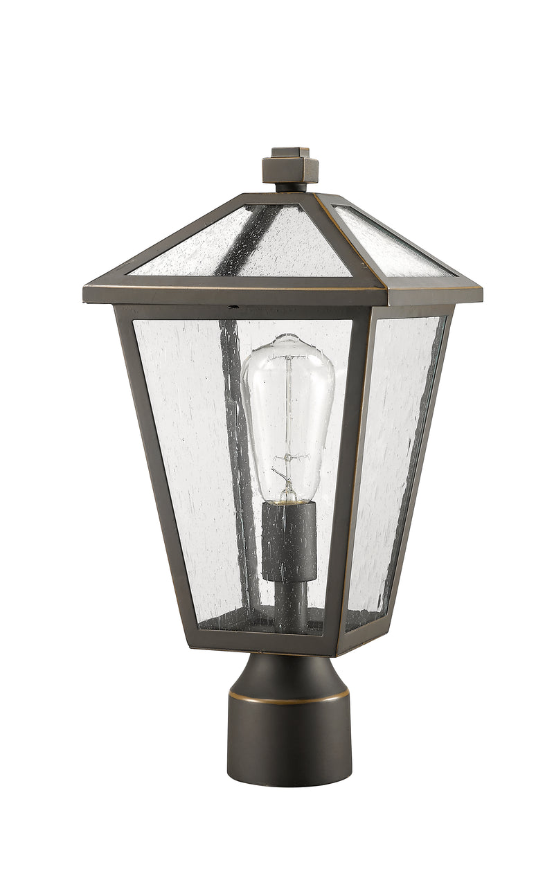 Talbot 1 Light Outdoor Post Mount Fixture in Oil Rubbed Bronze, Post Top Only, Round Fitter