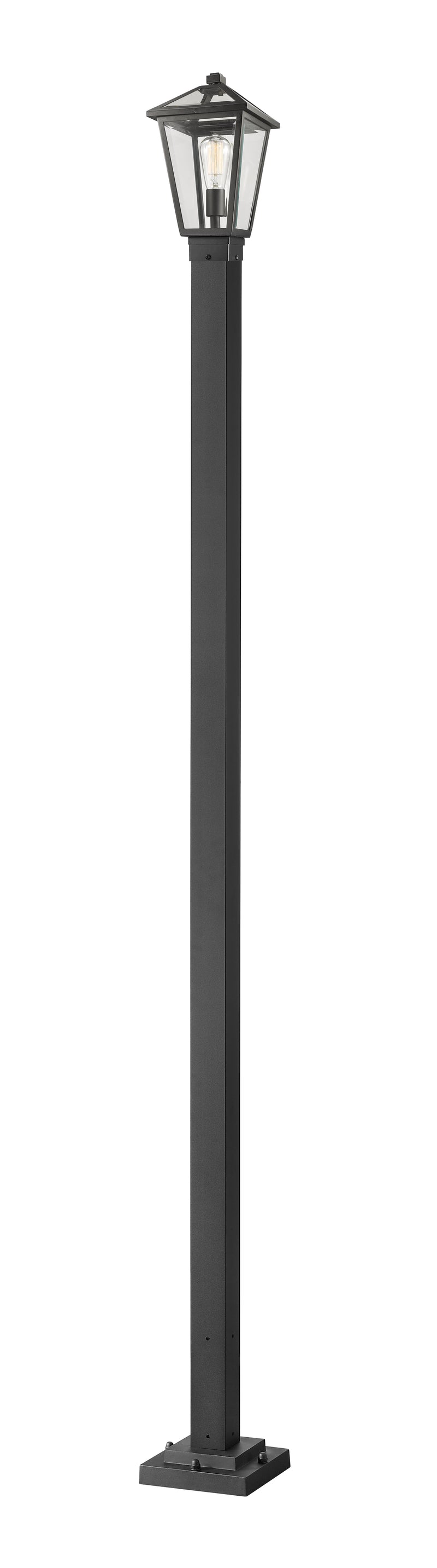 Talbot 1 Light Outdoor Post Mount Fixture in Black, 96" Square Post